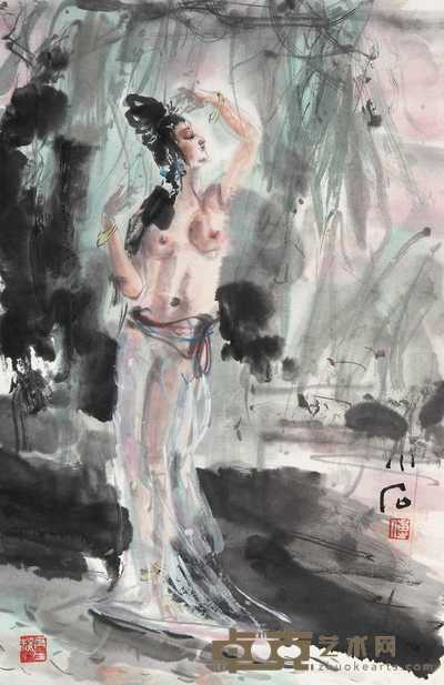 傅小石 人物 镜心 53×35cm